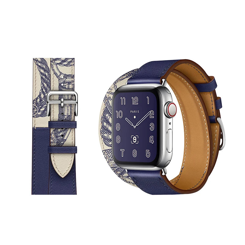 Genuine Leather Bracelet Strap For Apple Watch Band 45mm 49mm 41mm 44mm 42mm 40mm band iWatch Ultra/2 10 42/46mm 9 8 7 6 5 4 SE